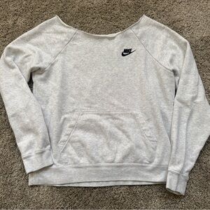 Nike Light Gray Off the shoulder Pullover Sweatshirt